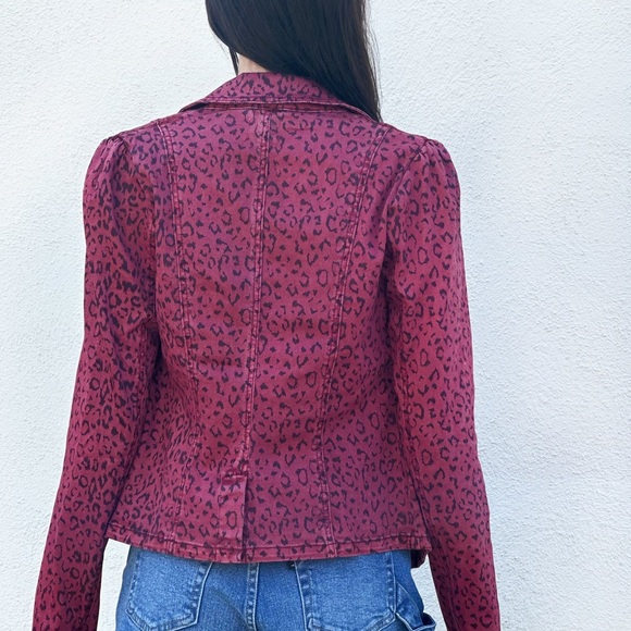 Wash Lab Jungle Denim Blazer -Size M Medium.  Red/Berry Color - Picture 3 of 13